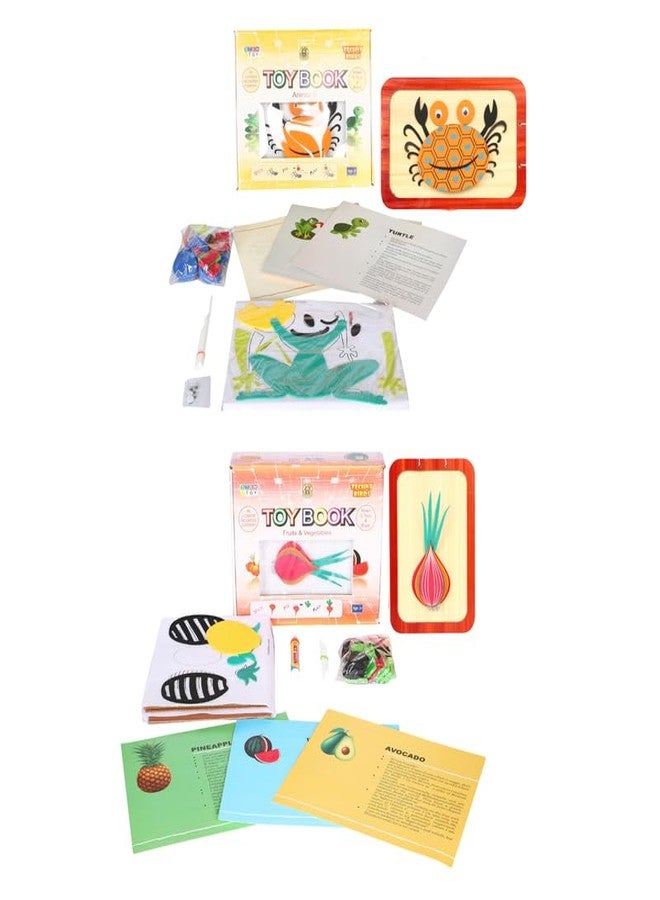 Techny Birds Technybirds Animals 2 Toy Book and Fruits and Vegetables Toy Book Combo | Educational Toys for Kids | Montessori Learning | Animal Recognition | Nutritional Awareness - Image 1
